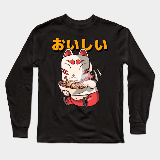 Kawaii Ramen Cat Long Sleeve T-Shirt by Mooxy